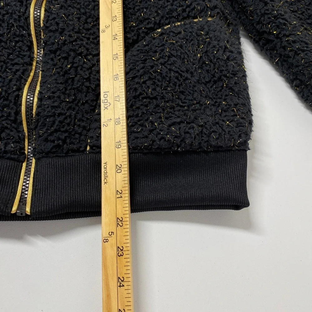 Nike Sportswear Sherpa Fleece Bomber Jacket XL Black Gold Sparkle Full Zip